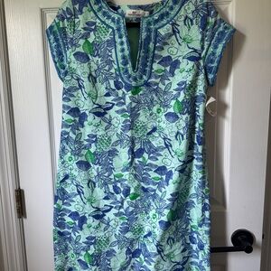 Vineyard Vines Blue and Green Patterned Dress size 2